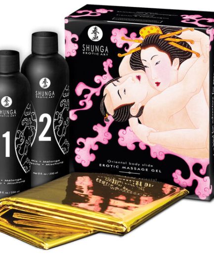 SHUNGA - GEL DE MASAJE EROTICO CUERPO A CUERPO ORIENTAL FRESAS Y CAVA