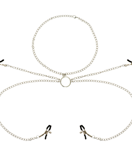 OHMAMA FETISH - 4 PINZAS PEZONES CON COLLAR DE CADENAS