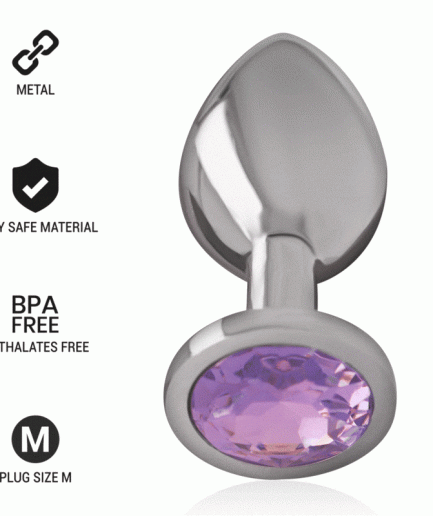 INTENSE - PLUG ANAL METAL ALUMINIO CON CRISTAL VIOLETA TALLA M