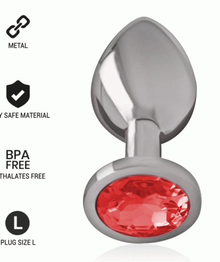 INTENSE - PLUG ANAL METAL ALUMINIO CON CRISTAL ROJO TALLA L