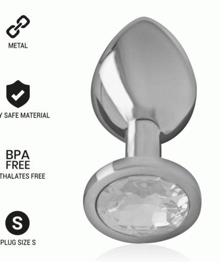 INTENSE - PLUG ANAL METAL ALUMINIO CON CRISTAL PLATA TALLA S