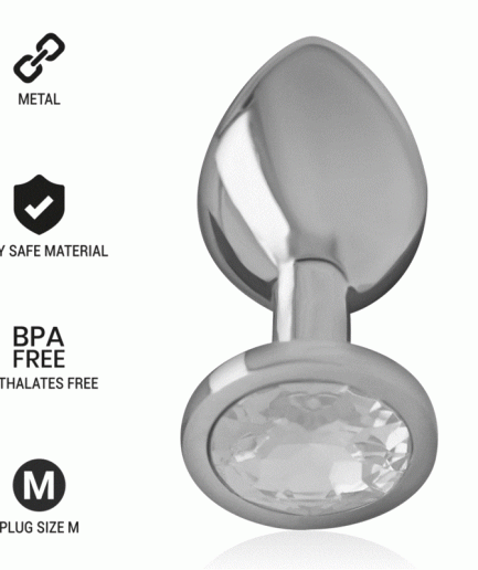 INTENSE - PLUG ANAL METAL ALUMINIO CON CRISTAL PLATA TALLA M