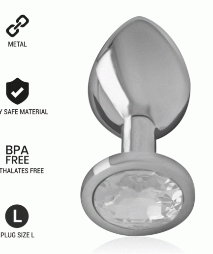 INTENSE - PLUG ANAL METAL ALUMINIO CON CRISTAL PLATA TALLA L