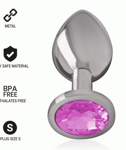 INTENSE - PLUG ANAL METAL ALUMINIO CON CRISTAL ROSA TALLA S