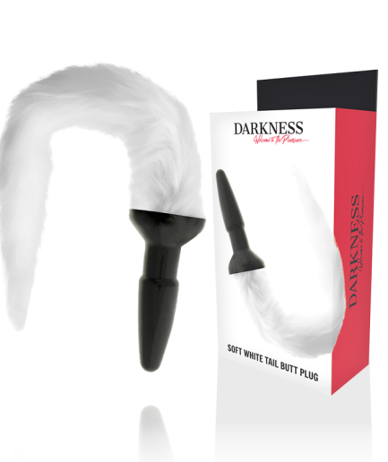 DARKNESS - PLUG ANAL SILICONA CON COLA BLANCA