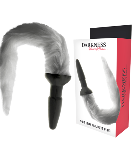 DARKNESS - PLUG ANAL SILICONA CON COLA GRIS