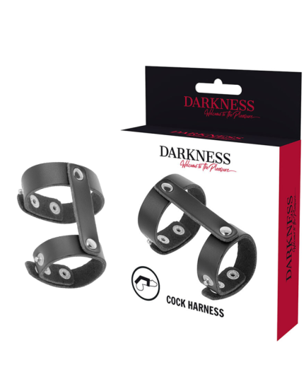 DARKNESS - ANILLO PENE Y TESTICULOS AJUSTABLE LEATHER