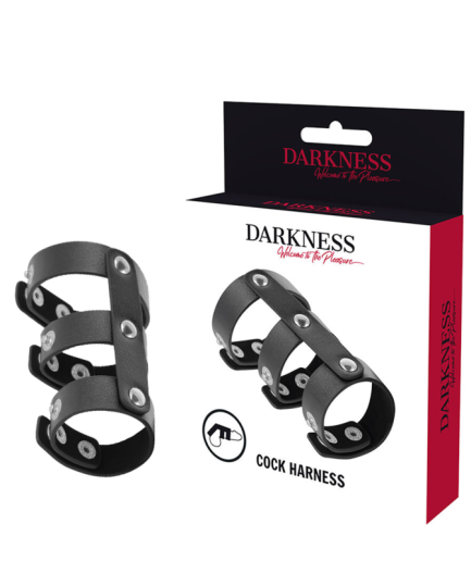 DARKNESS - ANILLO DOBLE PENE Y TESTICULOS AJUSTABLE LEATHER