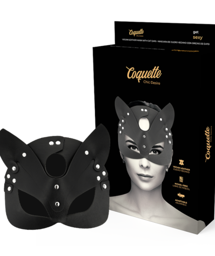COQUETTE CHIC DESIRE - MASCARA CUERO VEGANO CON OREJAS DE GATO