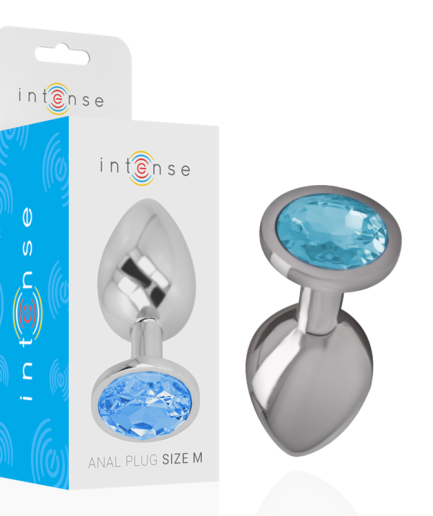 INTENSE - PLUG ANAL METAL ALUMINIO CON CRISTAL AZUL TALLA M