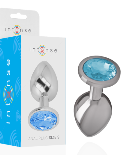INTENSE - PLUG ANAL METAL ALUMINIO CON CRISTAL AZUL TALLA S
