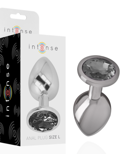 INTENSE - PLUG ANAL METAL ALUMINIO CON CRISTAL NEGRO TALLA L