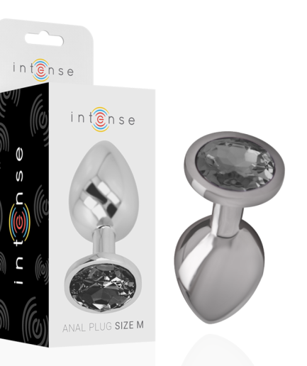INTENSE - PLUG ANAL METAL ALUMINIO CON CRISTAL NEGRO TALLA M