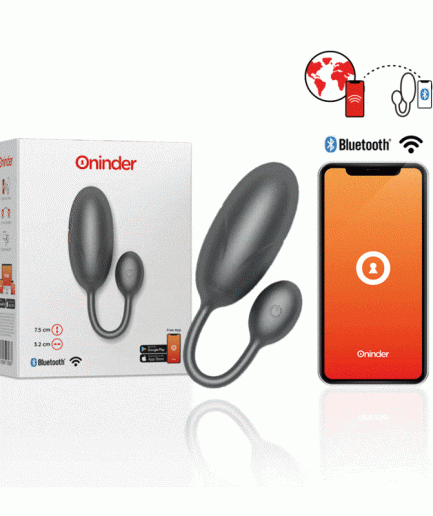 ONINDER - TOKYO HUEVO VIBRADOR NEGRO 7.5 X 3.2 CM - APP GRATUITA