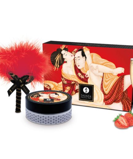SHUNGA - KIT POLVOS DE MASAJE COMESTIBLE FRESA