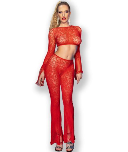 CHILIROSE - CR 4648 TOP & PANTALON ROJO S/L