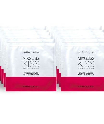 MIXGLISS - LUBRICANTE BASE AGUA SABOR A FRESA 12 MONODOSIS 4 ML