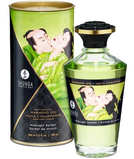 SHUNGA - ACEITE MASAJE EFECTO CALOR SABOR SORBETE DE MEDIANOCHE 100 ML