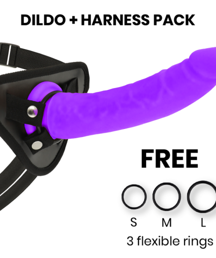 DELTA CLUB - TOYS ARNES + DILDO LILA SILICONA MEDICA 23 CM -O- 4.5 CM