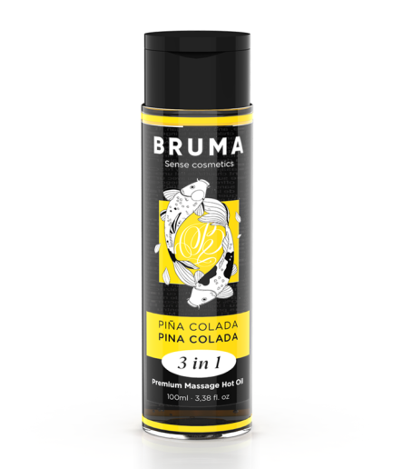 BRUMA - ACEITE DE MASAJE PREMIUM EFECTO CALOR SABOR PIÑA COLADA 3 EN 1 - 100 ML