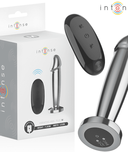 INTENSE - PLUG ANAL 10 VIBRACIONES METAL EN FORMA DE DILDO CON CONTROL REMOTO M