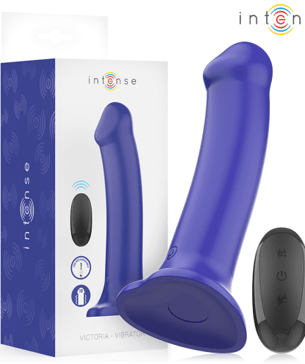 INTENSE - VICTORIA VIBRADOR CON VENTOSA 10 VIBRACIONES AZUL OSCURO CONTROL REMOTO
