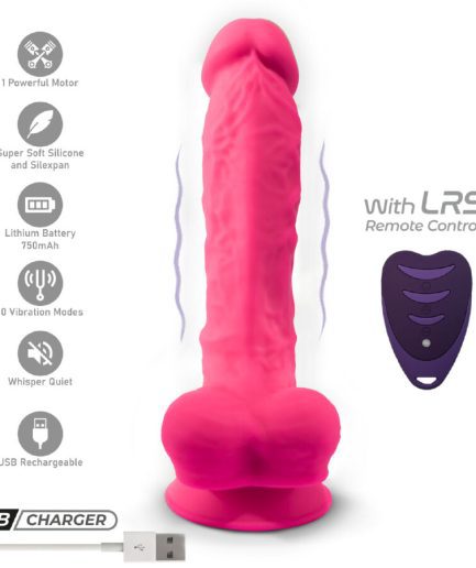 SILEXD - PENE REALÍSTICO MODELO 18 ROSA VIBRACIÓN + CONTROL REMOTO LRS